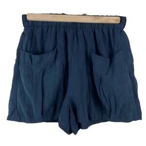 ZARA Modal Blend Elastic Waist Pocket Shorts Womens Sz S Black Beach Casual Boho